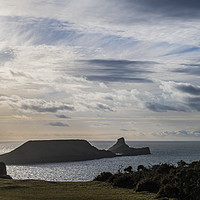 Buy canvas prints of Worms Head on a Winter Evening Gower Peninsula by Nick Jenkins