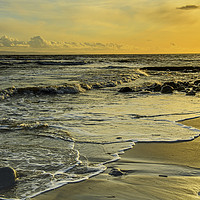 Buy canvas prints of Llantwit Major beach Sunset Glow Glamorgan Coast by Nick Jenkins