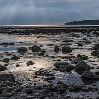Buy canvas prints of Evening sunset Llantwit Major Beach South Wales Co by Nick Jenkins