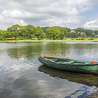 Buy canvas prints of Esthwaite Water and Boat Lake District Cumbria by Nick Jenkins