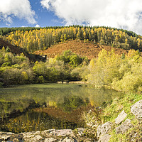 Buy canvas prints of The Upper Pond at Clydach Vale Rhondda Autumn by Nick Jenkins