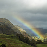 Buy canvas prints of Rainbow over the Coniston Fells Lake District by Nick Jenkins