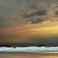 Buy canvas prints of Rhossili Beach Gower blustery March evening Gower by Nick Jenkins