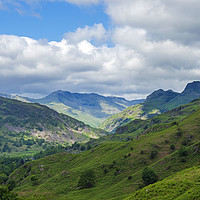 Buy canvas prints of The Great Langdale Valley and Langdale Pikes by Nick Jenkins