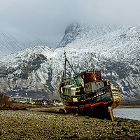 Buy canvas prints of The Corpach Wreck beneath Ben Nevis Scotland by Nick Jenkins