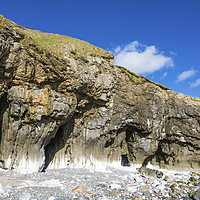 Buy canvas prints of The Cliff Caves at Pendine Sands Carmarthenshire by Nick Jenkins