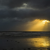 Buy canvas prints of Sunlight through Dark Cloud South Wales coast by Nick Jenkins
