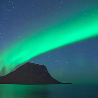 Buy canvas prints of Aurora over Snaefelsness on the Iceland Coast  by Nick Jenkins
