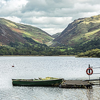 Buy canvas prints of Tal y Llyn Lake boat beneath Cadair Idris Gwynedd by Nick Jenkins