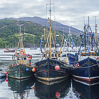 Buy canvas prints of Fishing Boats Moored up Ullapool Harbour Scotland by Nick Jenkins