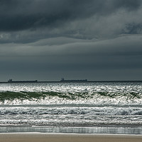 Buy canvas prints of Oil Tankers anchored off Gower from Pobbles Bay by Nick Jenkins