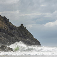Buy canvas prints of Windy Day at Pobbles Bay Gower South Wales  by Nick Jenkins