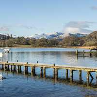 Buy canvas prints of Waterhead and Jetties Ambleside Lake District by Nick Jenkins