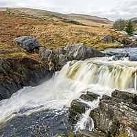 Buy canvas prints of Waterfall on Afon Claerwen River Claerwen Valley by Nick Jenkins