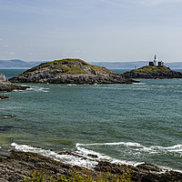 Buy canvas prints of Mumbles Lighthouse and Bracelet Bay Gower by Nick Jenkins