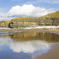 Buy canvas prints of Dunraven Bay Southerndown with Beach Reflections  by Nick Jenkins