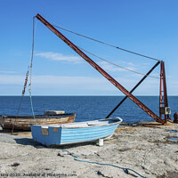 Buy canvas prints of Old Crane and boats Portland Bill Dorset Coast by Nick Jenkins