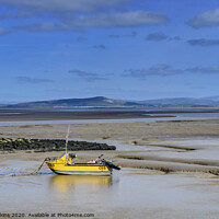 Buy canvas prints of Morecambe Bay and yellow boat  in Lancashire  by Nick Jenkins