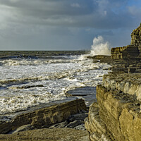 Buy canvas prints of Dunraven Bay Coastline and waves south Wales  by Nick Jenkins