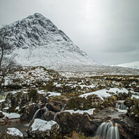 Buy canvas prints of Buchaille Etive Mor and Waterfalls in Winter  by Nick Jenkins
