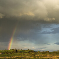 Buy canvas prints of Rainclouds and Rainbow Llantrisant Common  by Nick Jenkins