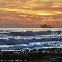 Buy canvas prints of Dawn Sunrise Bamburgh Beach Northumberland Coast by Nick Jenkins