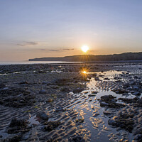 Buy canvas prints of Sunset on Llantwit Major Beach Glamorgan Coast by Nick Jenkins
