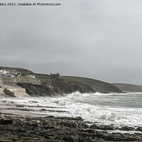 Buy canvas prints of High Seas on Porthleven beach South Cornwall  by Nick Jenkins