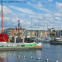 Buy canvas prints of Swansea Marina South Wales with Moorings  by Nick Jenkins