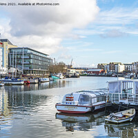 Buy canvas prints of Bristol Floating Harbour with Moored Boats  by Nick Jenkins