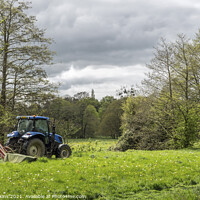 Buy canvas prints of Farmer Cutting Grass in Gloucestershire Meadow by Nick Jenkins