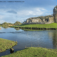 Buy canvas prints of Ogmore Castle Ruins at Ogmore Village South Wales by Nick Jenkins