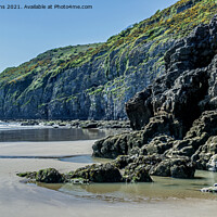 Buy canvas prints of The cliffs west of Pendine Beach Carmarthenshire by Nick Jenkins