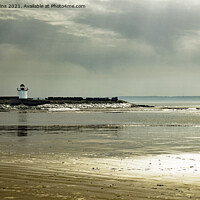 Buy canvas prints of Burry Port Beach West and Lighthouse by Nick Jenkins
