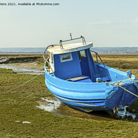Buy canvas prints of The Blue Boat of Gower On the River Loughor Estuar by Nick Jenkins