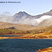 Buy canvas prints of Panorama Snowdon Horseshoe from Llyn y Mymbyr by Nick Jenkins