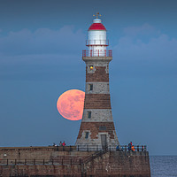 Buy canvas prints of Roker Pier and Lighthouse Moonrise. by gary ward