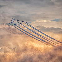 Buy canvas prints of Red Arrows Sunset Show! by gary ward