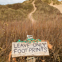 Buy canvas prints of Leave Only Footprints Sign by Heidi Stewart