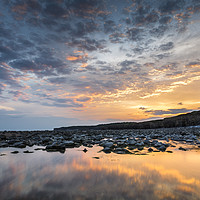 Buy canvas prints of Sunset at Llantwit Major beach by Heidi Stewart