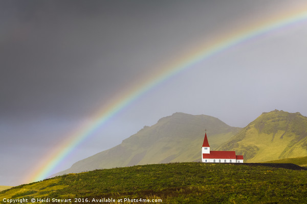 Rainbow Over Vik Church, Iceland Picture Board by Heidi Stewart