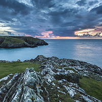 Buy canvas prints of Porthgain Headland Sunset, Pembrokeshire, Wales UK by Heidi Stewart