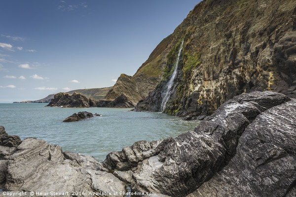 Tresaith Beach Waterfall, Ceredigion, Wales Framed Mounted Print by Heidi Stewart