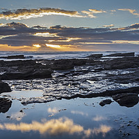 Buy canvas prints of Rocks, Reflections, Sea and Sunset by Heidi Stewart