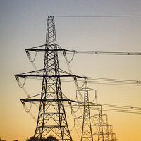 Buy canvas prints of Electricity Pylons at Sunset by Heidi Stewart