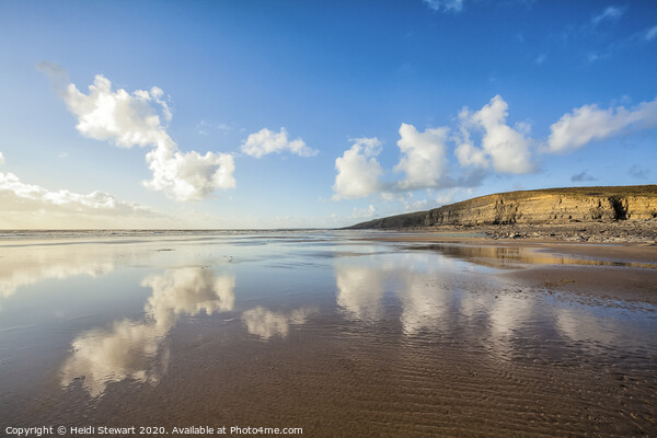Dunraven Bay Reflections Picture Board by Heidi Stewart