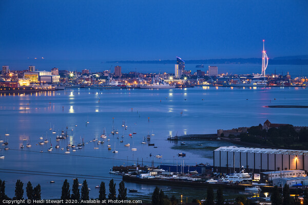 Portsmouth Harbour at Night, Hampshire, England Picture Board by Heidi Stewart