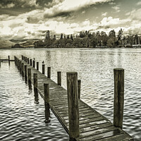 Buy canvas prints of Wooden Jetty at Bowness-On-Windermere  by Heidi Stewart