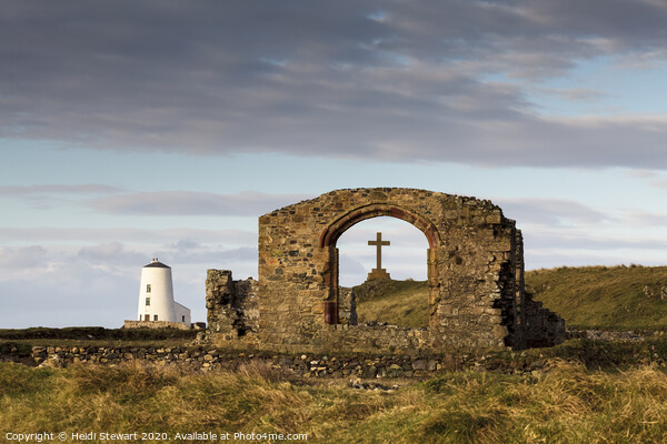 St. Dwynwen's Church Remains, Her Cross and a Ligh Picture Board by Heidi Stewart