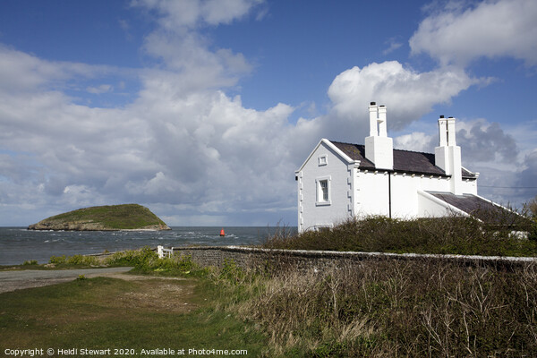 Puffin Island and Cottages at Penmon Point in Angl Picture Board by Heidi Stewart